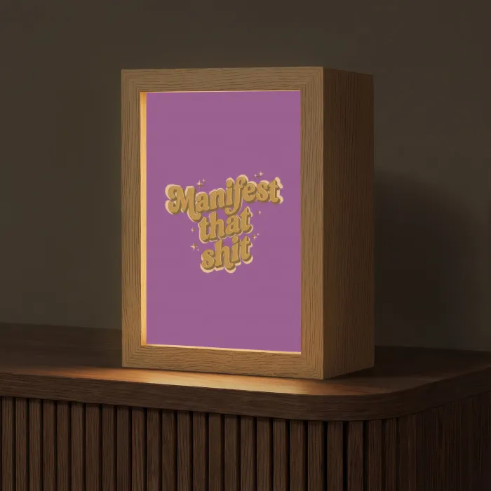 Manifest that shit - Paars - Glitter Light Box met kabel (Tafellamp) klein -z3d_website