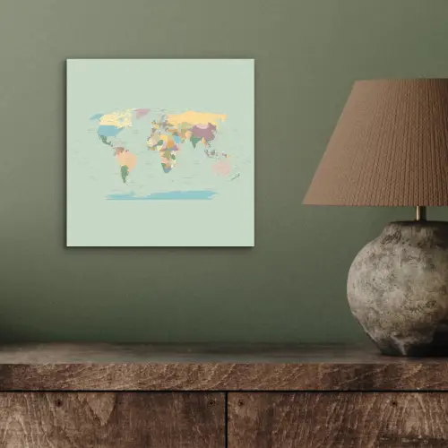 Wereldkaart - Realistisch - Kaart aluminium wit klein -sfeer2