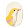 Vogel - Minimalistisch - Geel Wandcirkel Ovaal Glas middel -3d