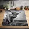 Koeien - Schotse hooglander - Natuur - Dieren - Zwart wit Inductie beschermer vinyl 3mm middel -sfeer5