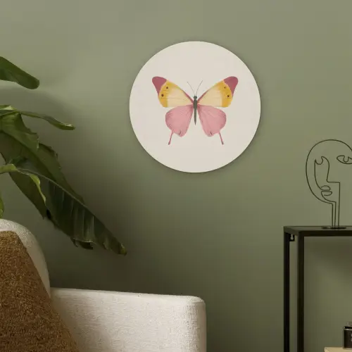 Vlinder - Illustratie - Roze Akoestische PET Vilt - Rond klein -sfeer2