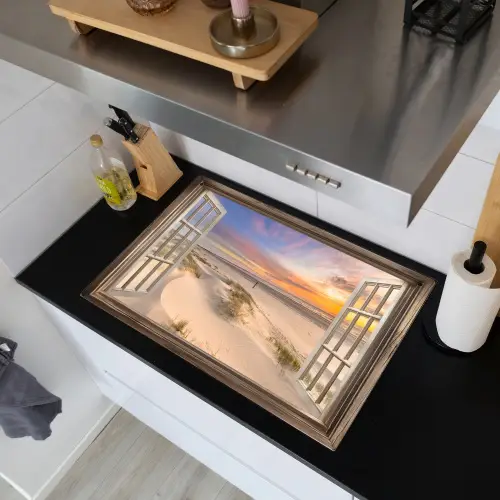 Doorkijk - Strand - Duinen - Natuur - Landschap Inductie beschemer met haakjes klein -sfeer1