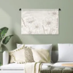 Minimalistisch - Modern - Bloemen - Beige Wandkleed katoen klein -sfeer7