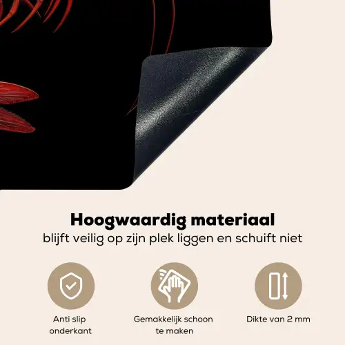 Garnaal - Rood - Dieren Inductie beschemer met haakjes klein -ky-onderkant-nl