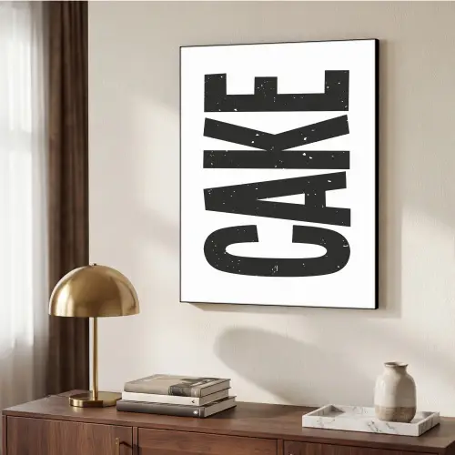Zwart - Cake - Eten - Decoratie Textielframe zwart klein -sfeer3