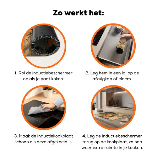 Kat - Sierlijk - Bloemen Inductie beschermer vinyl 3mm klein -zzzzzzz-td-werking