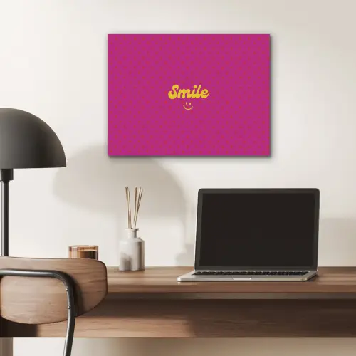 Smile - Stippen - Geel - Smiley - Roze PET vilt klein -sfeer5