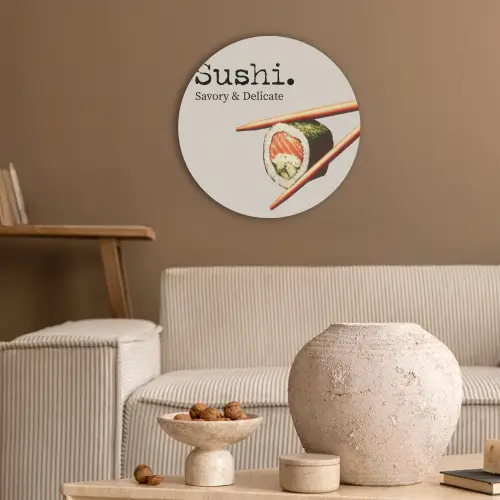 Sushi - Zalm - Rijst - Japans Akoestische PET Vilt - Rond klein -sfeer1