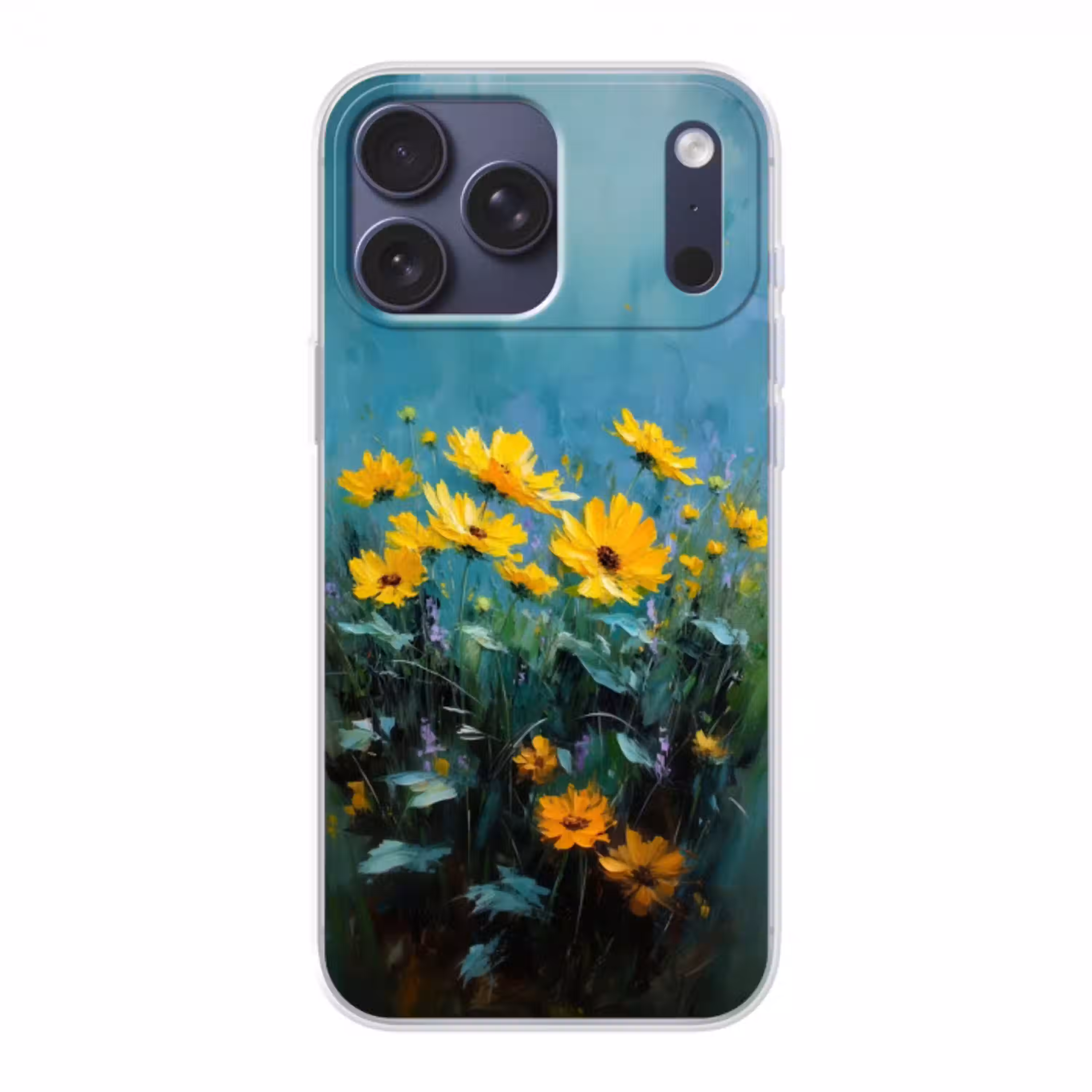 Penseelstreken - Bloemen - Felgeel - Abstract Telefoonhoesje iPhone 17 Pro Max klein -3d