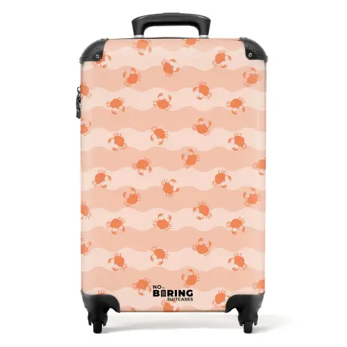 Krab patroon roze oranje NBS - Handbagage koffer - Kinderen Unisex middel -productfoto_recht
