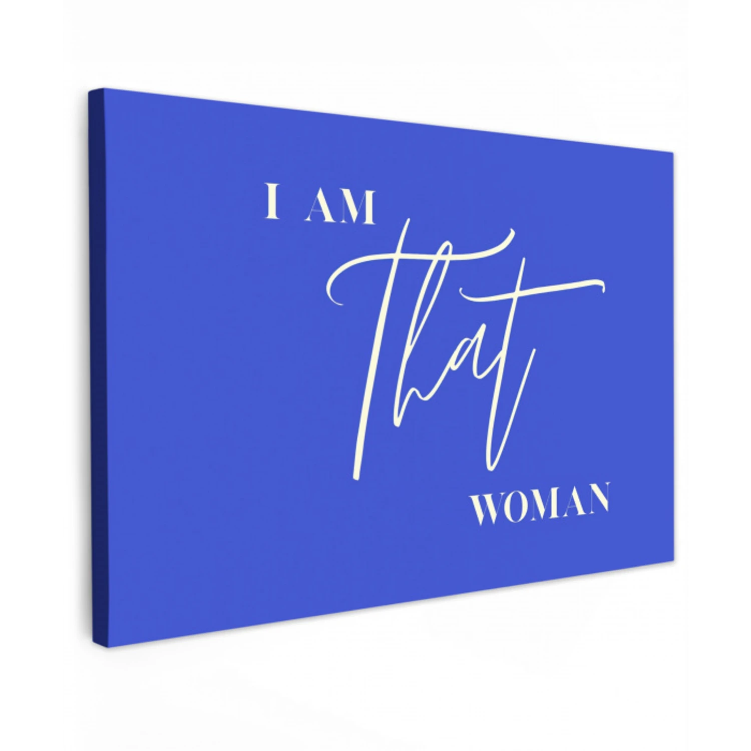 Blauw - I am that woman - Sierlijk - Minimalistisch Tuinposter op houten frame 2 cm dik klein -3d