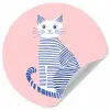 Kat - Illustratie - Minimalistisch - Roze Wandcirkel behangsticker klein -3d