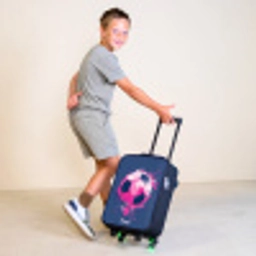 Voetbal -  Verf - Roze - Blauw Kinderkoffer - Zwart klein -sfeer3