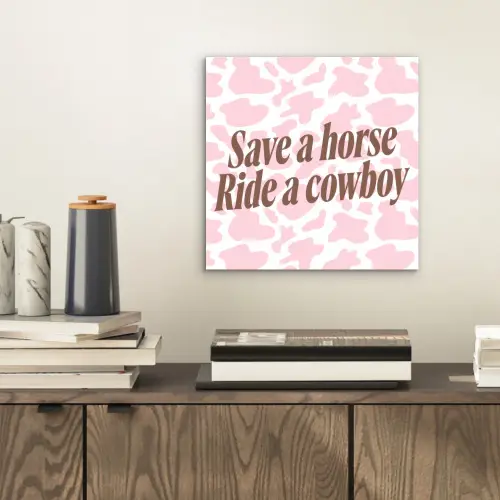 Koeienprint - Roze - Cowboy - Horse aluminium wit klein -sfeer1