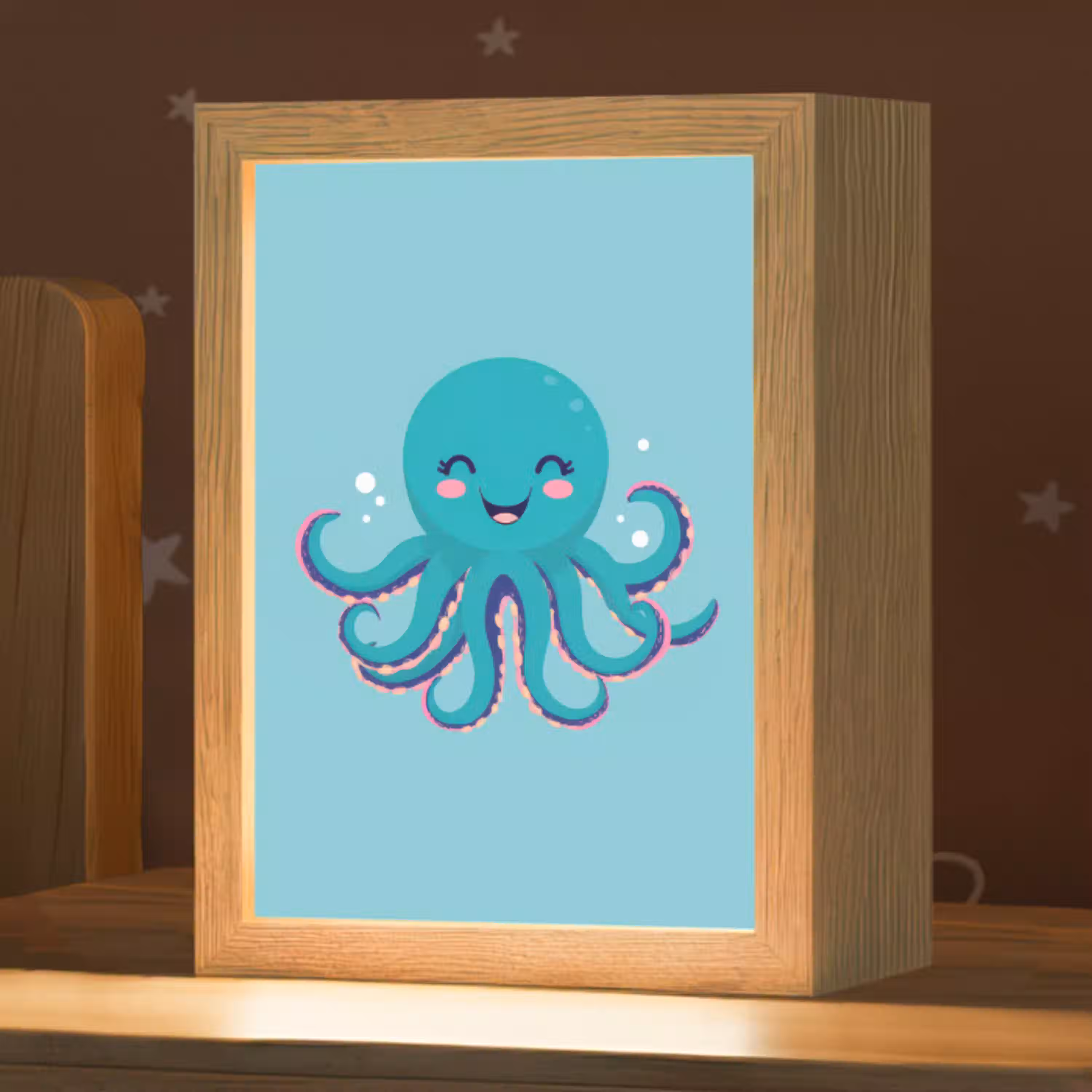 Octopus - Blauw - Gezicht Light Box met kabel klein -zzz_3d_website