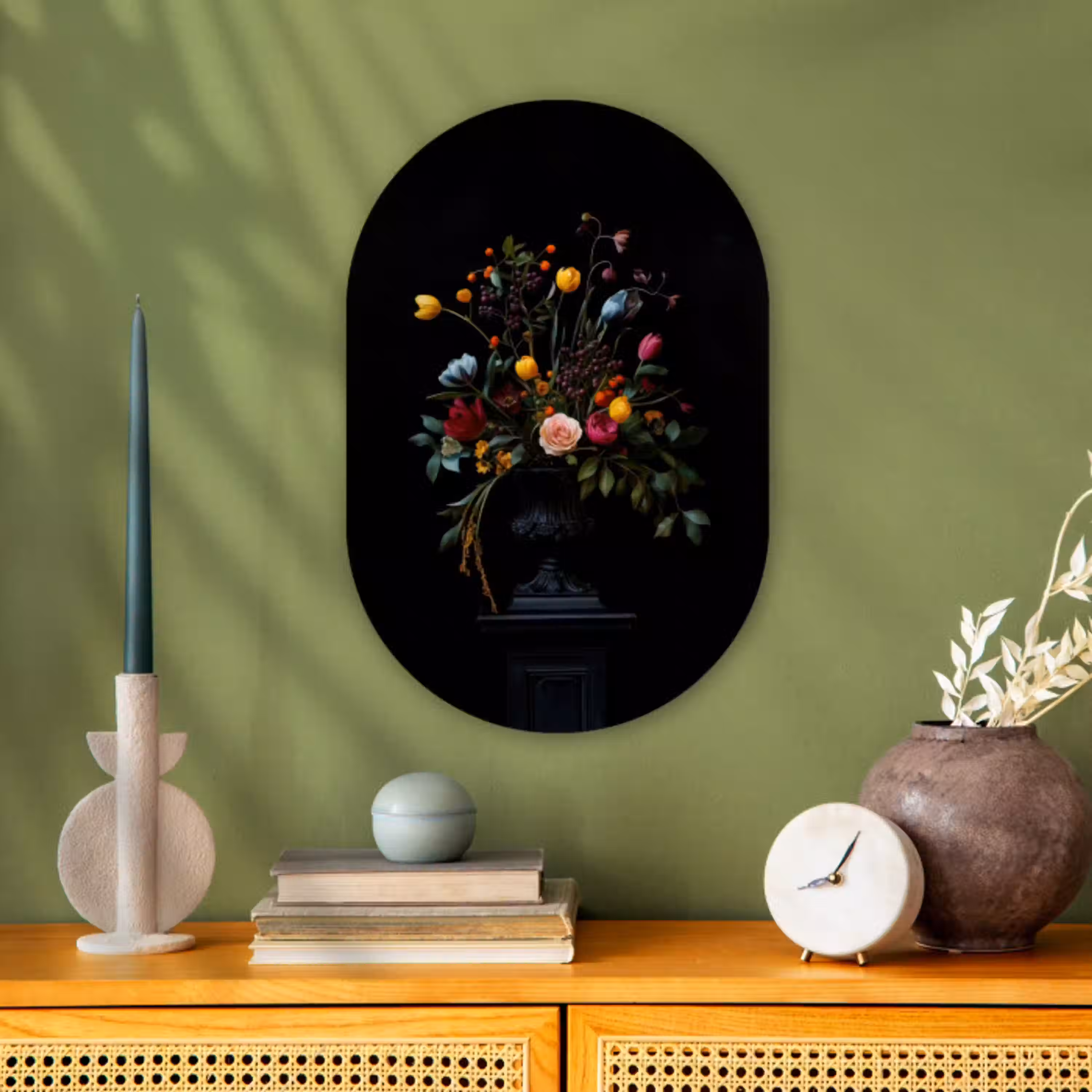 Klassiek - Vaas - Boeket - Bloemen Wandcirkel Ovaal Forex klein -sfeer2