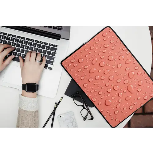Water - Druppels - Roze laptophoes neopreen klein -bureau