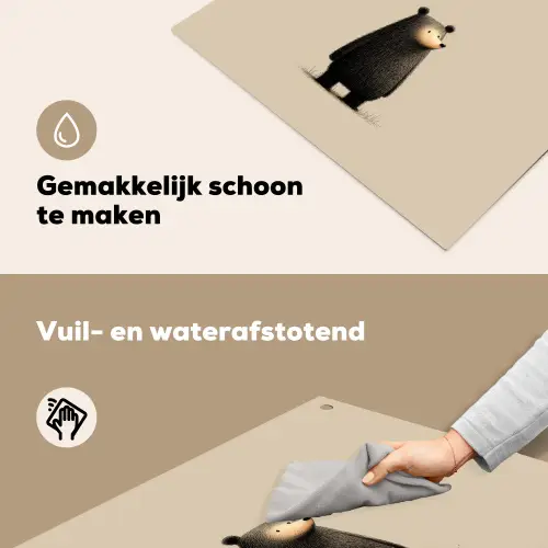 Beer - Donkerbruin - Minimalistisch Inductie beschemer met haakjes middel -ky-schoon-nl