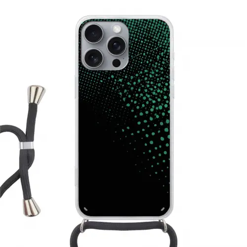 Gaming - Stippen - Groen - Vervagen Hoesje iPhone 16 Pro Max met koord klein -3d