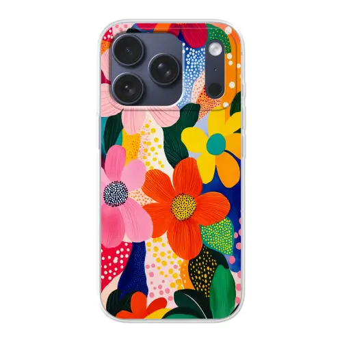 Bloemen - Kleurrijk - Stippen Telefoonhoesje iPhone 17 Pro klein -3d