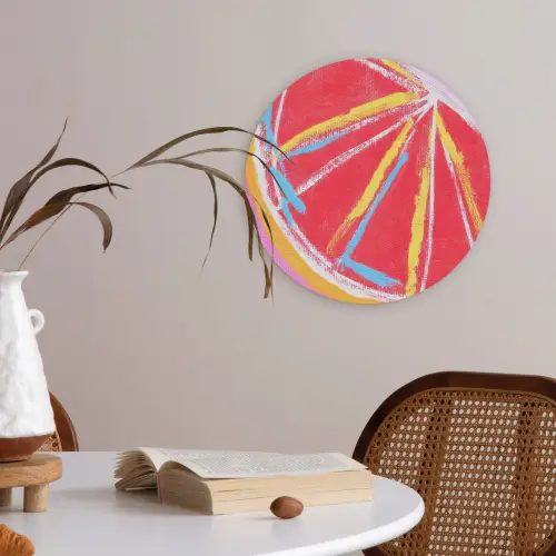 Grapefruit - Geschilderd - Roze - Strepen Akoestische PET Vilt - Rond klein -sfeer3
