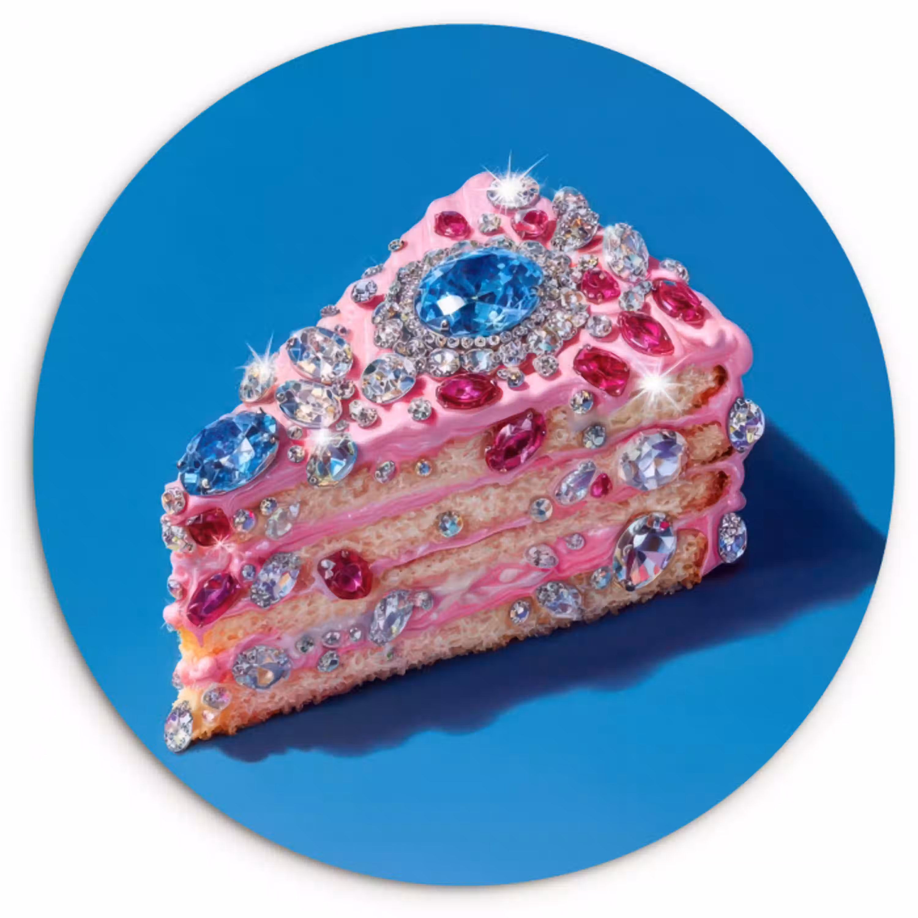 Taart - Edelstenen - Glitters - Roze Wandcirkel plexiglas klein -3d