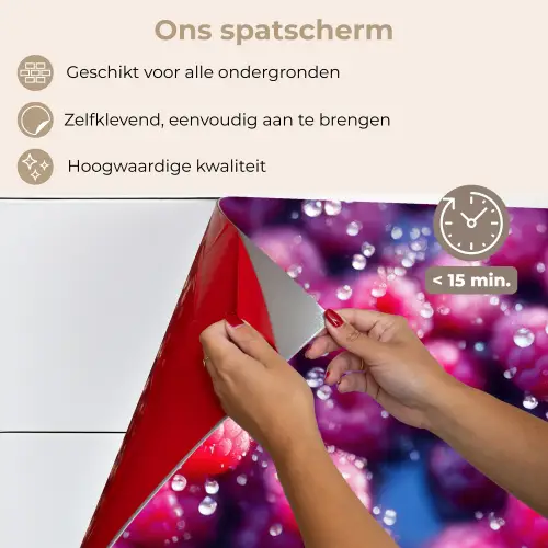 Frambozen - Waterdruppels - Vruchten keuken achterwand spatscherm klein 900 -spatscherm_NL