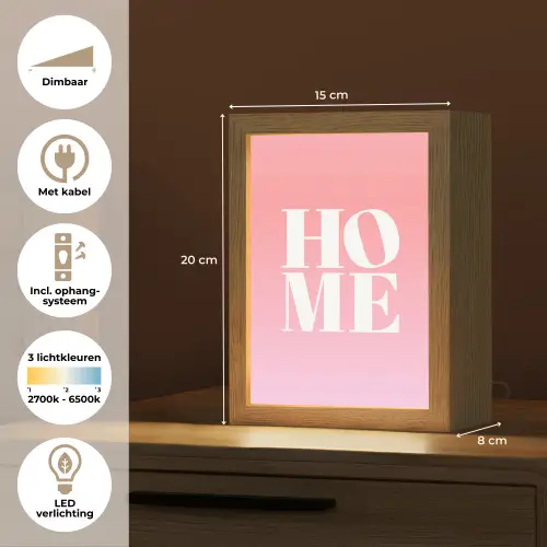 Home - Letters - Groot - Roze Light Box met kabel (Tafellamp) klein -USP_NL