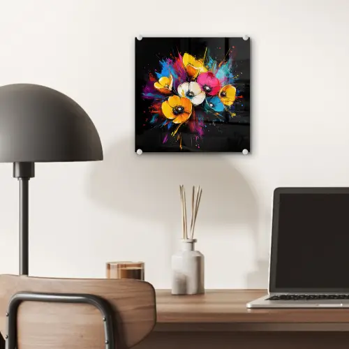 Bloemen - Kleurrijk - Graffiti - Modern - Boeket plexiglas 5mm klein -sfeer6