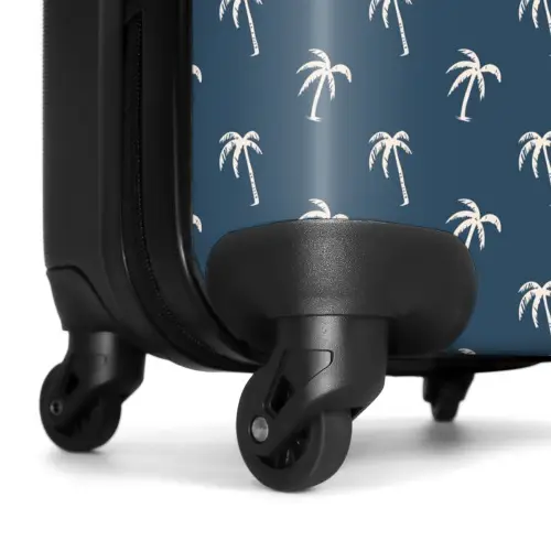 Patronen - Kleine palmbomen op blauwgrijs NBS - Handbagage koffer - Kinderen Unisex middel -wiel