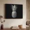Ananas - Gedetailleerd - Bladeren Textielframe zwart klein -sfeer3