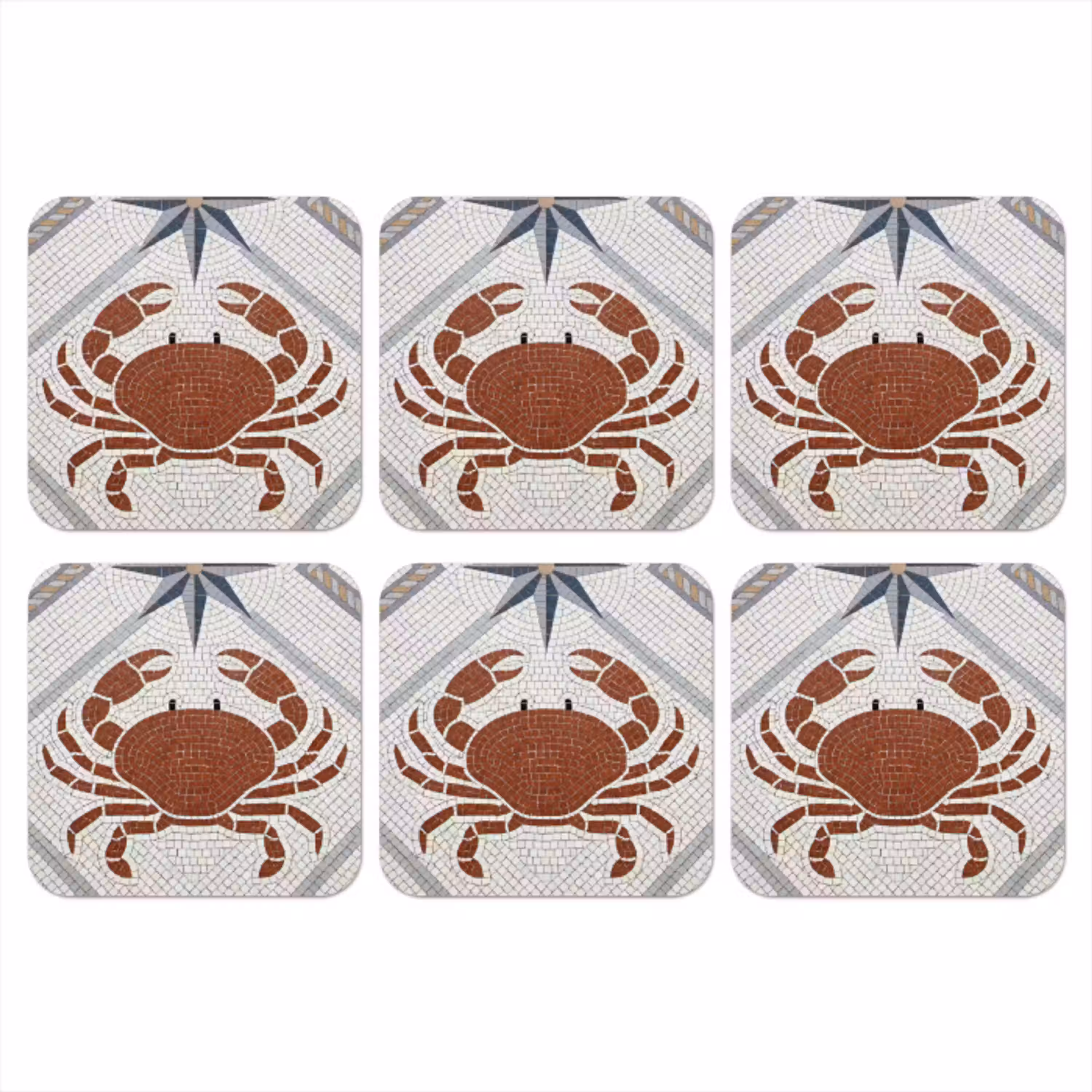 Dier - Mozaïek - Zee - Klassiek - Bruin onderzetter kurk middel -3d
