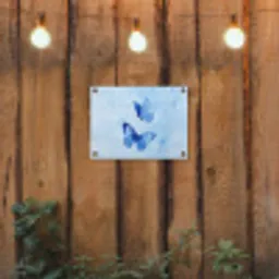 Vlinders - Sierlijk - Blauw tuinposter los doek klein -sfeer1