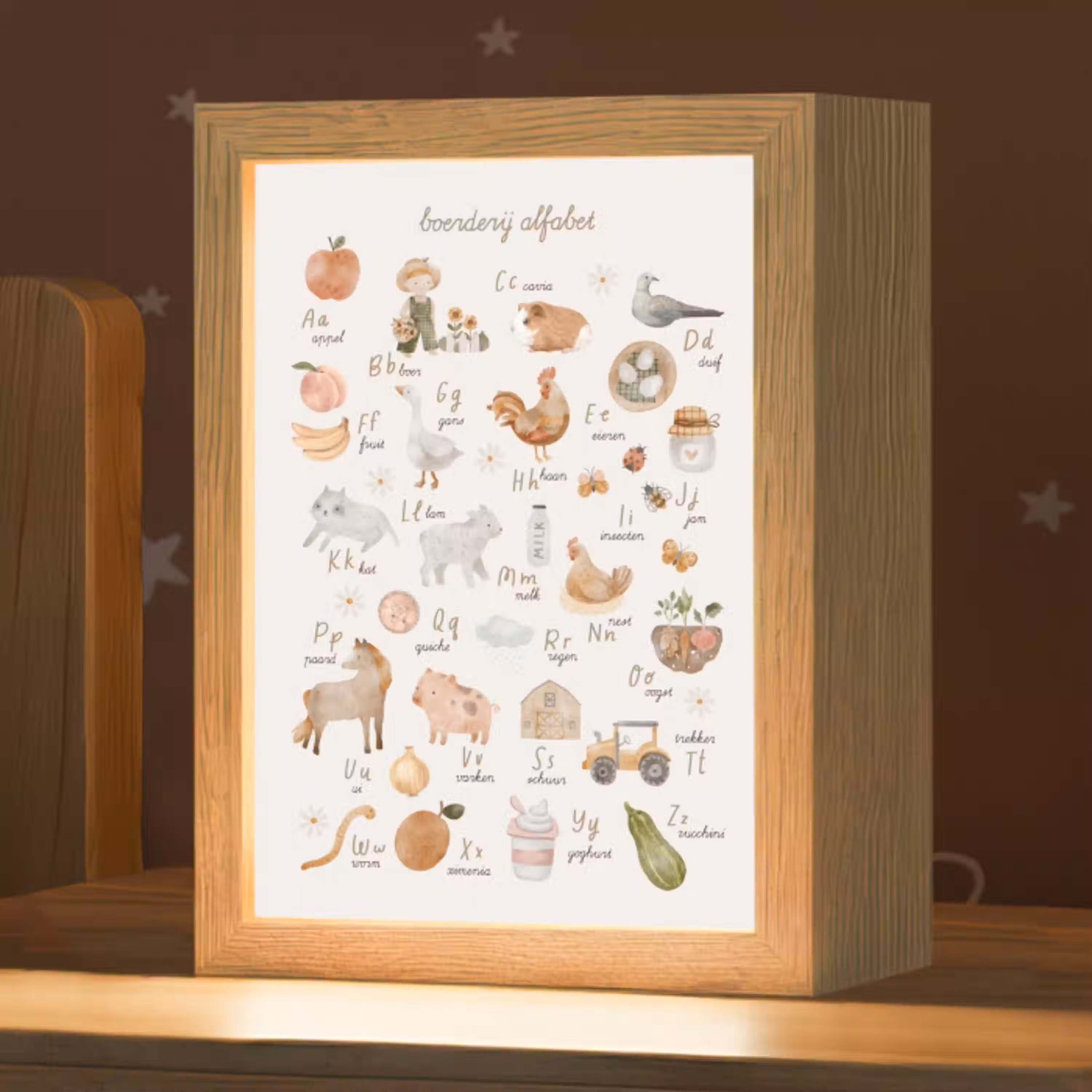 Alfabet - Boerderij - Educatief - Letters leren voor kinderen - Dieren Light Box met kabel klein -zzz_3d_website