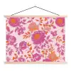 Bloemenpatroon - Roze - Oranje - Bloemen textielposter latten blank klein -3d