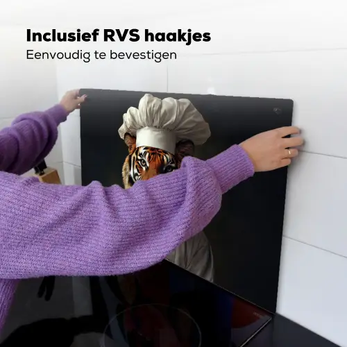 Tijger - Kokskleding - Bruin Inductie beschemer met haakjes klein -ky-ophangen-nl