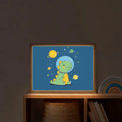 Dino - Ruimte - Planeten Light Box met batterij (Wandlamp kind) middel -sfeer1_kind