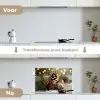 Dennenappels - Kerstsfeer - Bruin - Groen keuken achterwand spatscherm klein -voor_na_NL