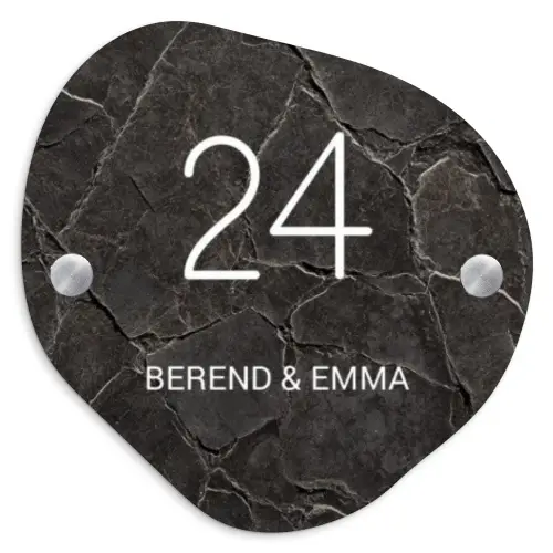 Gebarsten steen - Klassiek Naambord Organisch middel -3d