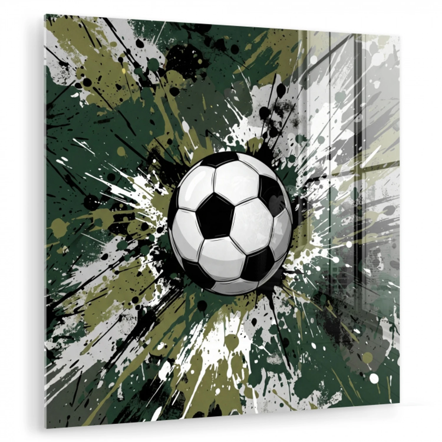 Voetbal - Verf - Spetters - Groen plexiglas 5mm klein -zzzproduct_nieuw