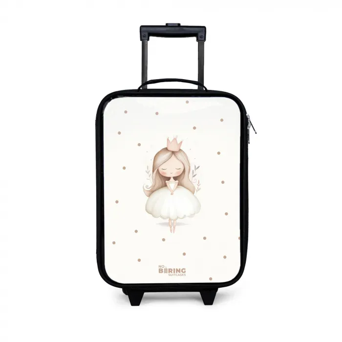 Ballerina prinses tussen beige stippen Kinderkoffer - Zwart klein -3d