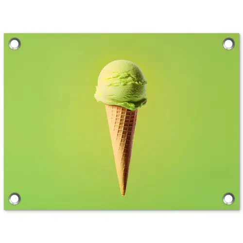 Hoorntje - Schepijs - Groen tuinposter los doek klein -3d