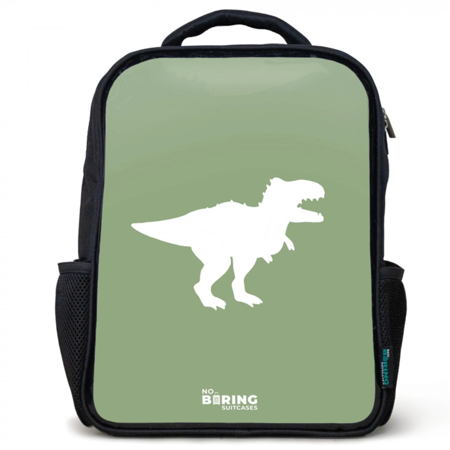 Groen met T-rex dino Rugzak - Zwart middel -3d