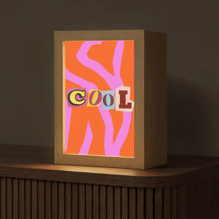 Zebraprint - Grafisch - COOL - Oranje Light Box met kabel (Tafellamp) klein -z3d_website