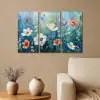 Bloemen - Kleurrijk - Blauw - Natuur Canvas - Meerluiken 3 luik klein -sfeer1
