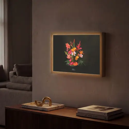 Boeket - Bloemen - Exotisch Light Box met batterij (Wandlamp) middel -sfeer1