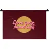 love your damn self - Cirkel - Glitter - Rood Wandkleed katoen klein -zz3d