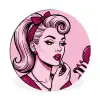 Vintage - Vrouw - Roze Wandcirkel aluminium klein -3d