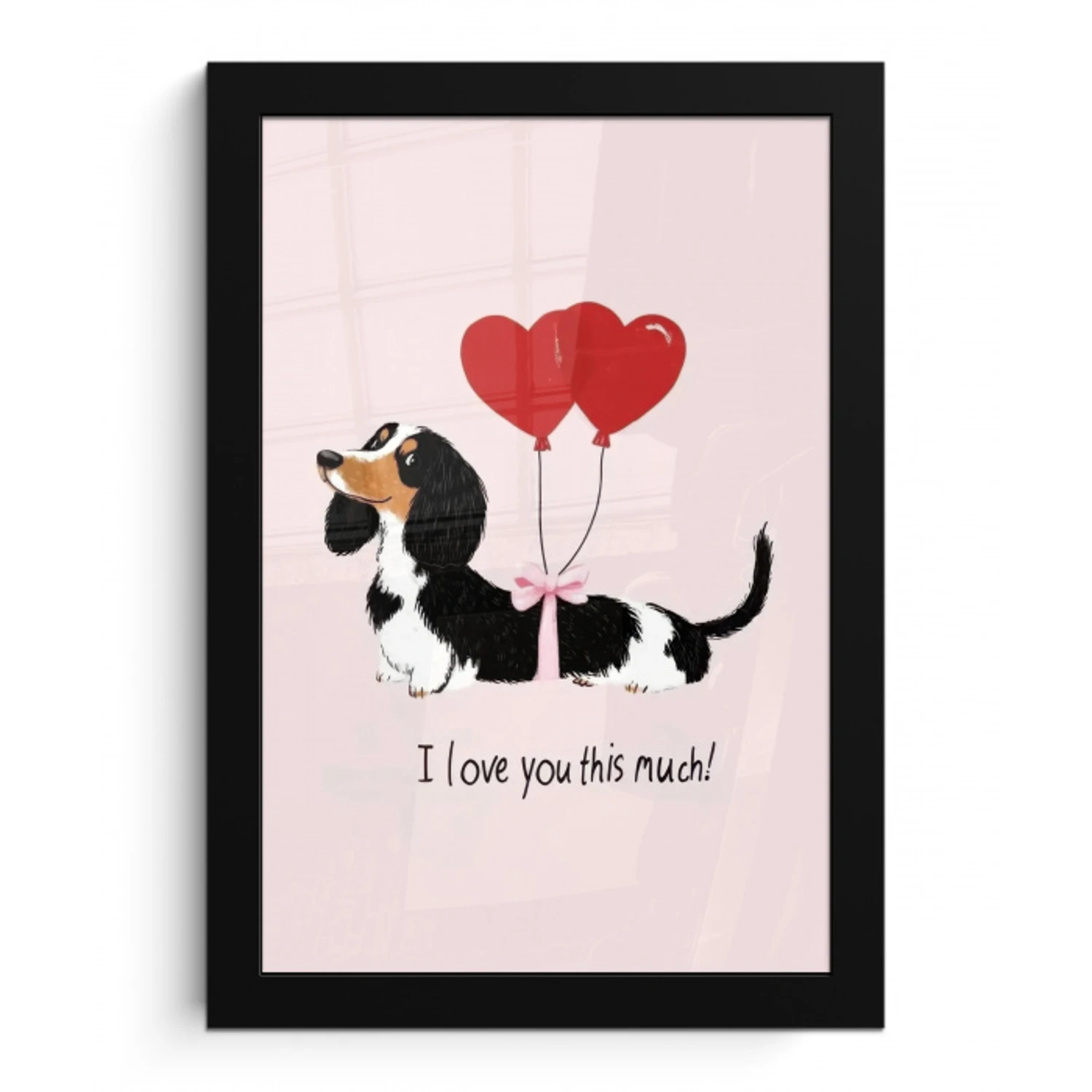 Hond - Teckel - Valentijn - Love fotolijst zwart zonder passe partout klein -3d