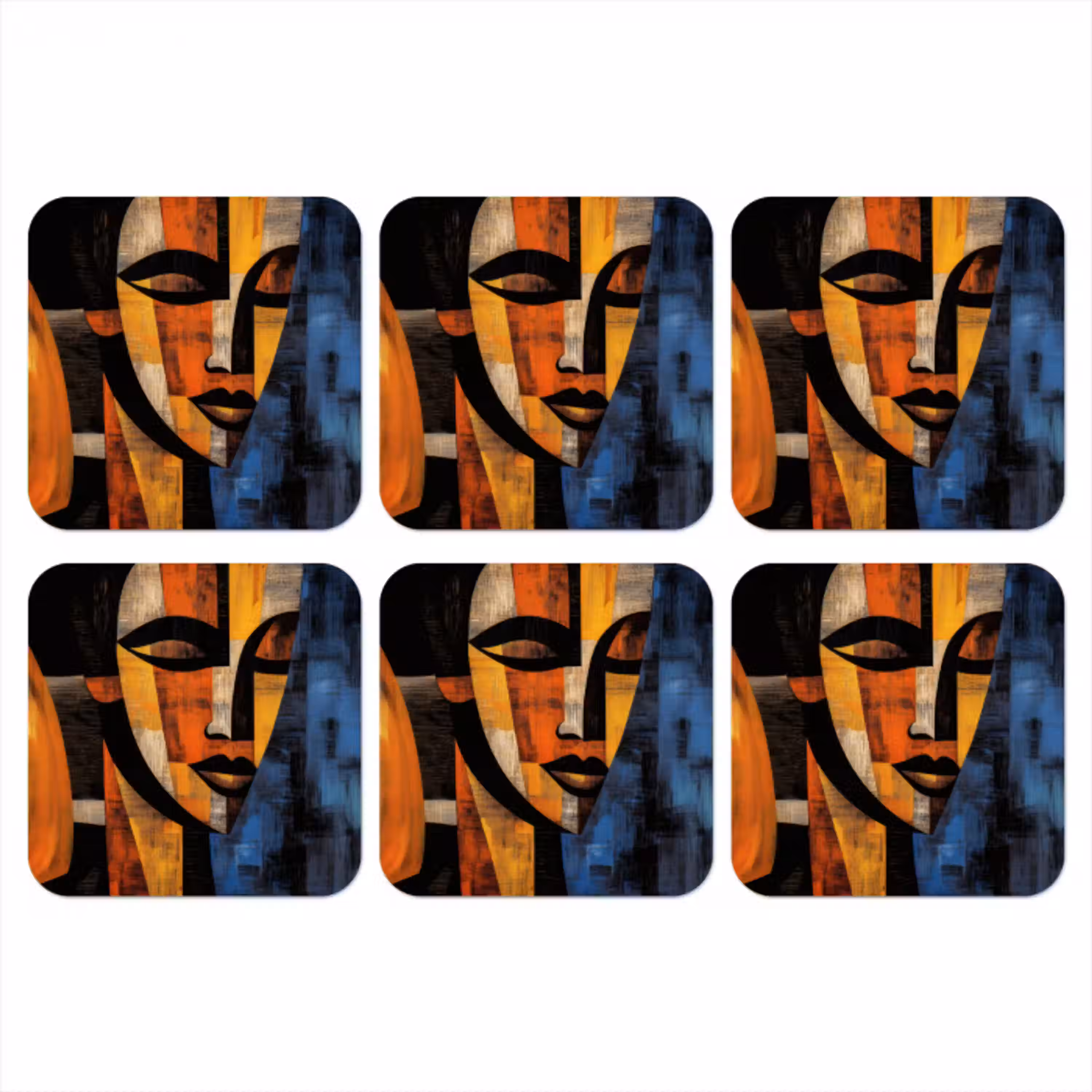 Abstract - Portret - Kleurvakken onderzetter kurk middel -3d